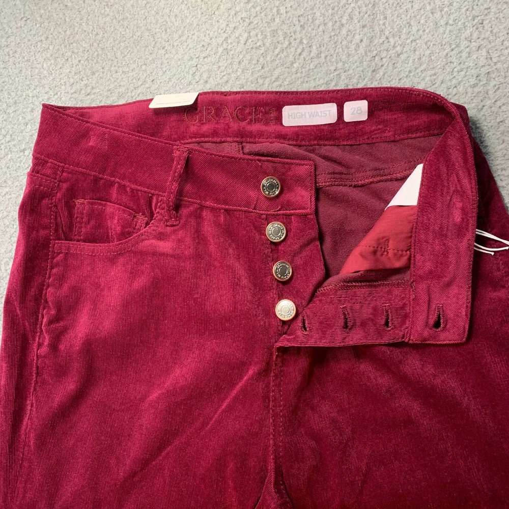 GRACE IN LA Womens Pants Size 28 Corduroy High Waist 28x33